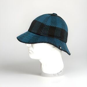 Kangol Men’s Frontier Casual Bucket Hat Blue Plaid Wool Blend Size Small